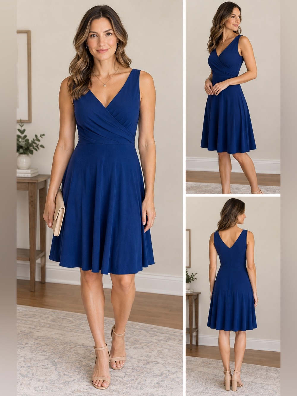 Isaac Mizrahi Royal Blue Sleeveless Wrap Midi Dress
